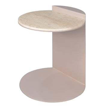 Evelyn 16" Contemporary Natural Marble/Metal Handmade C-Shaped End Table - JONATHAN Y